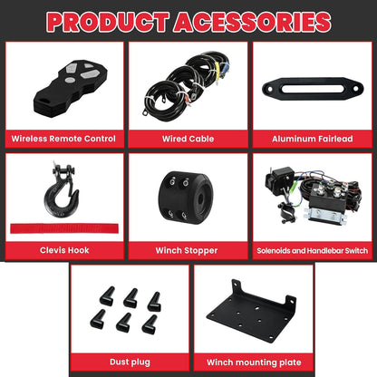 Demon Heavy Duty 3500lb Winch w/ Synthetic Rope & wireless remote - ATV WINCH