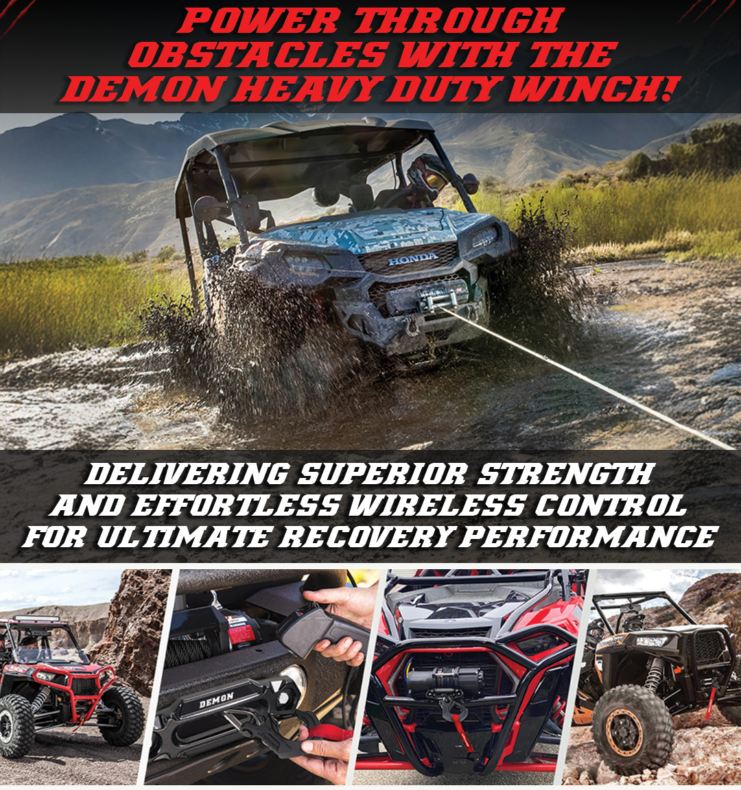 Demon Heavy Duty 3500lb Winch w/ Synthetic Rope & wireless remote - ATV WINCH